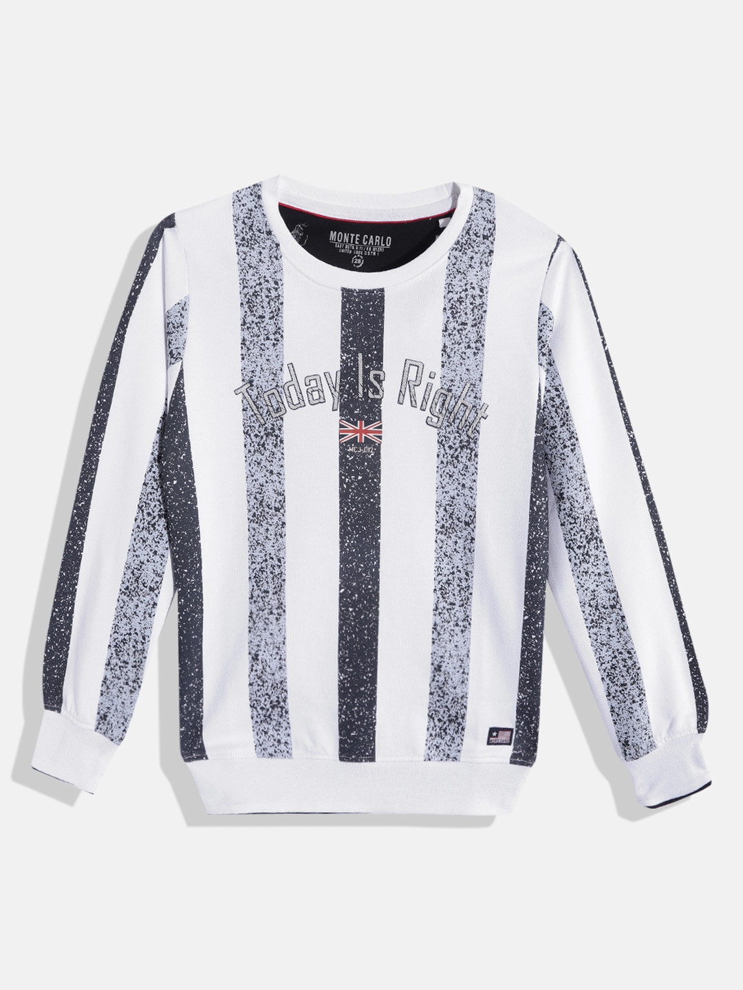 Monte Carlo Teen Boys White & Blue Striped Sweatshirt