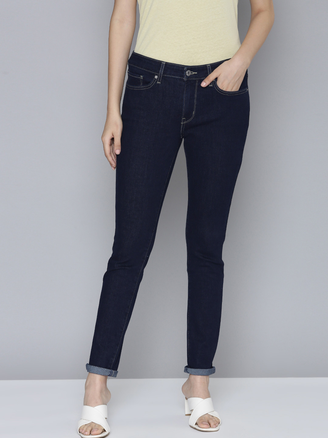 Levi's Women's 711 Dark Indigo Blue Skinny Fit Stretchable Jeans