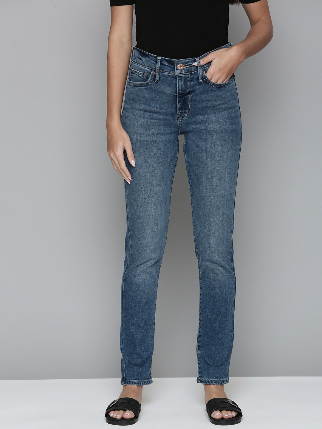 Levis Women Blue 311 Skinny Fit Heavy Fade Stretchable Jeans