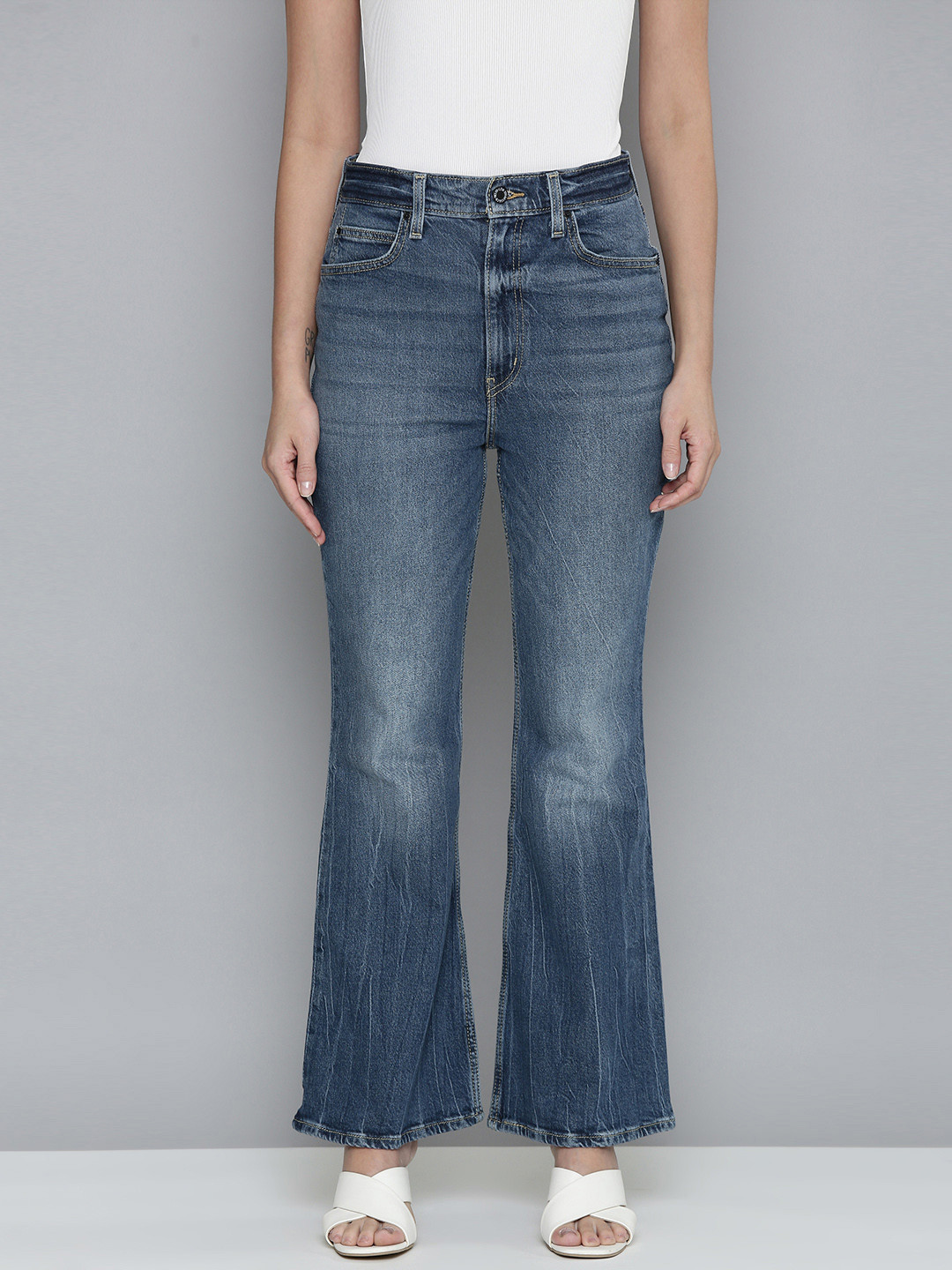 Levis Women Blue Flared High-Rise Light Fade Stretchable Jeans