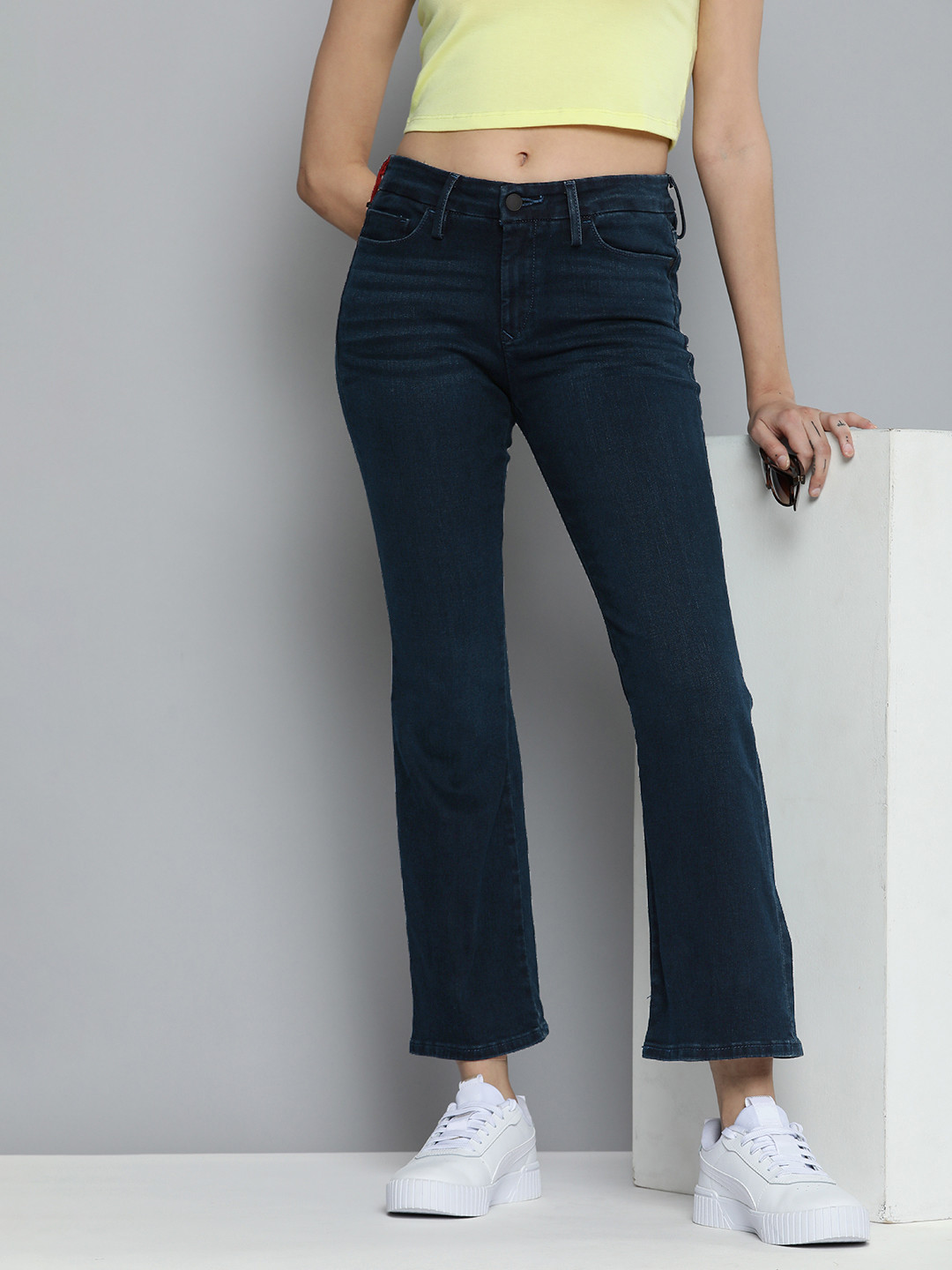 Buy Levis Women Navy Blue 715 Bootcut Mid Rise Stretchable Jeans