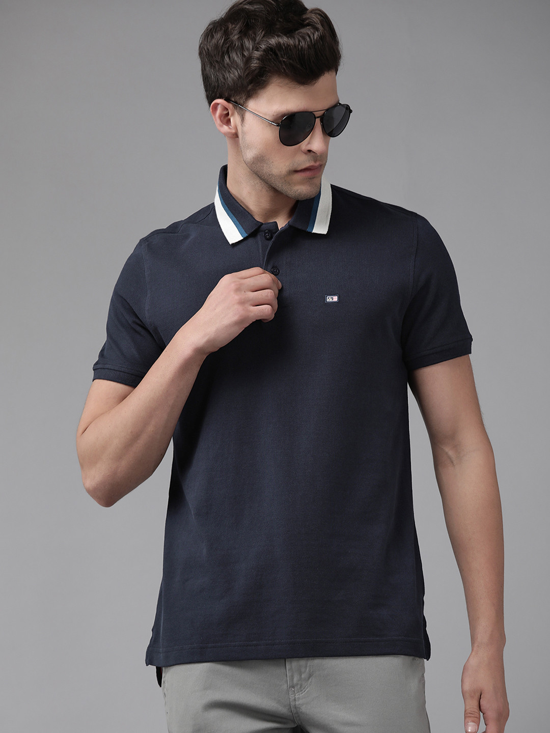 Arrow Men Solid Polo Collar Pure Compact Cotton T-shirt