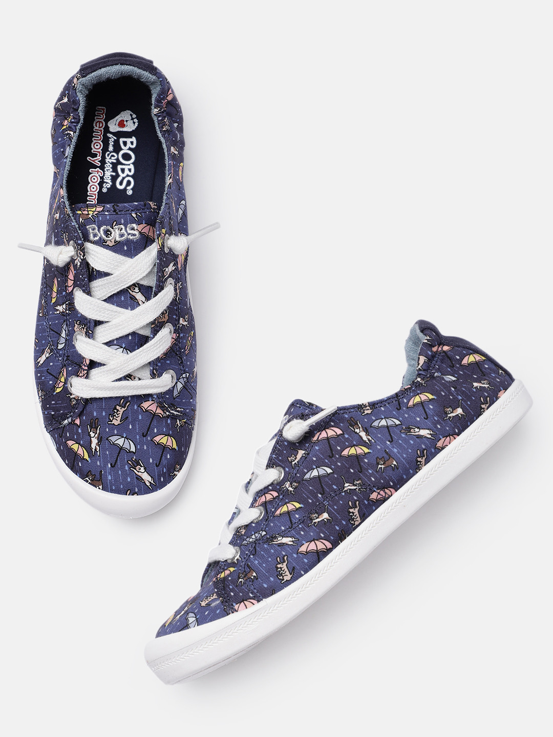 Skechers Women Navy Blue Beach Bingo Puddle Pals Print Regular Sneakers