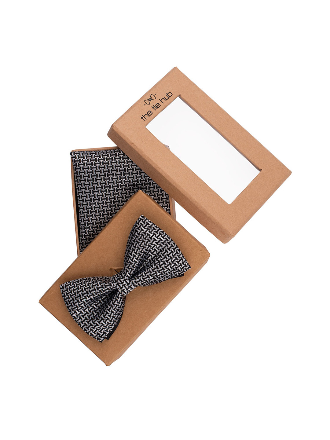 The Tie Hub Men Grey Geomatric  Accessory Gift Set