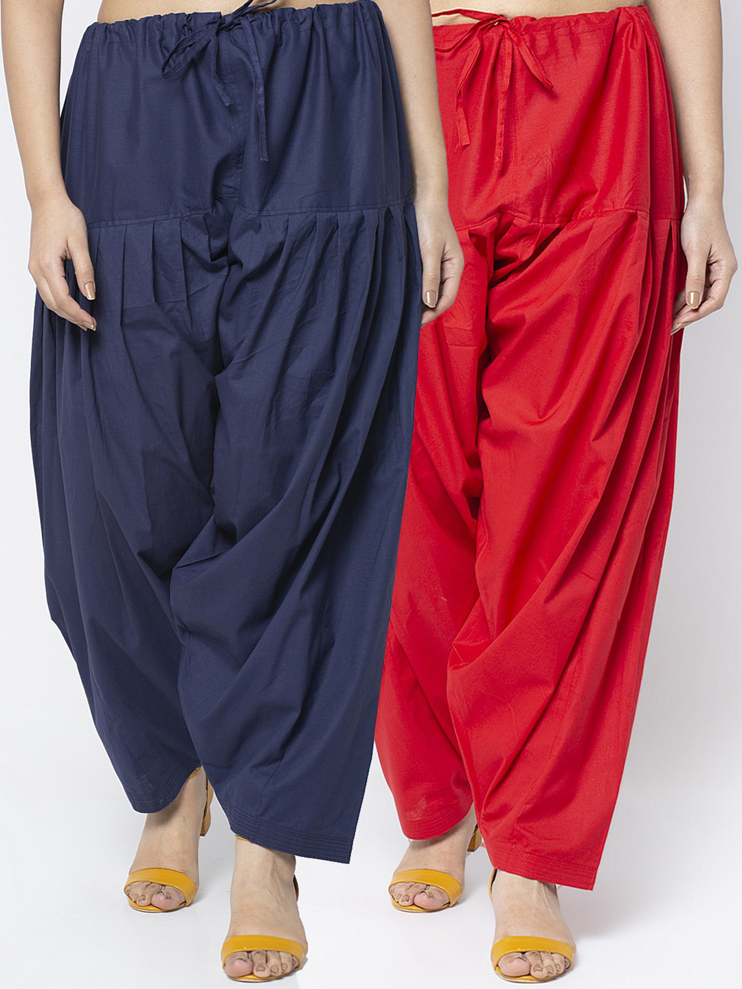 GRACIT Women Navy Blue and Red Pack Of 2 Solid Loose-Fit Salwar