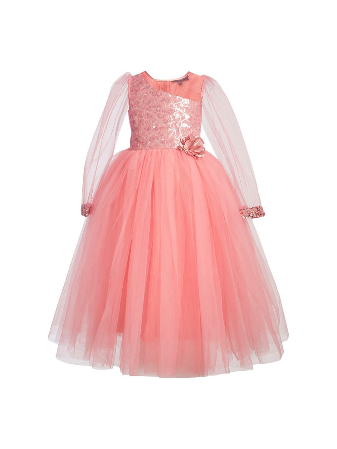 Toy Balloon kids Pink Embellished Net Maxi Dress