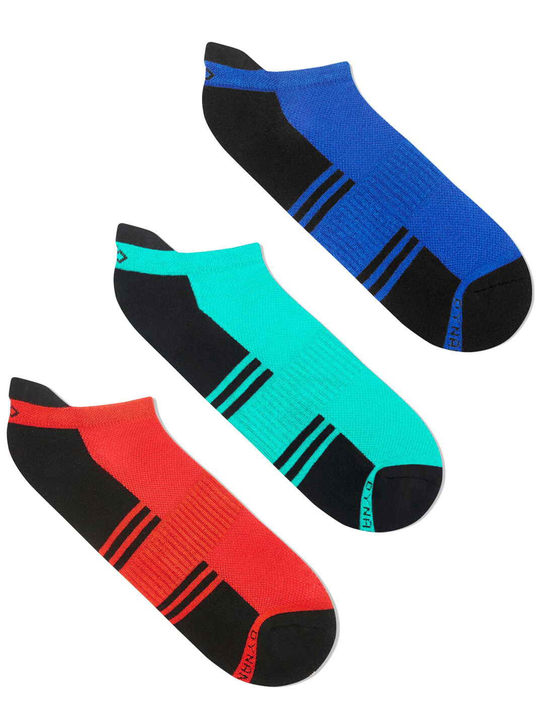 Dynamocks Women Pack Of 3 Multicoloured Colourblocked Bamboo Ankle-Length Socks