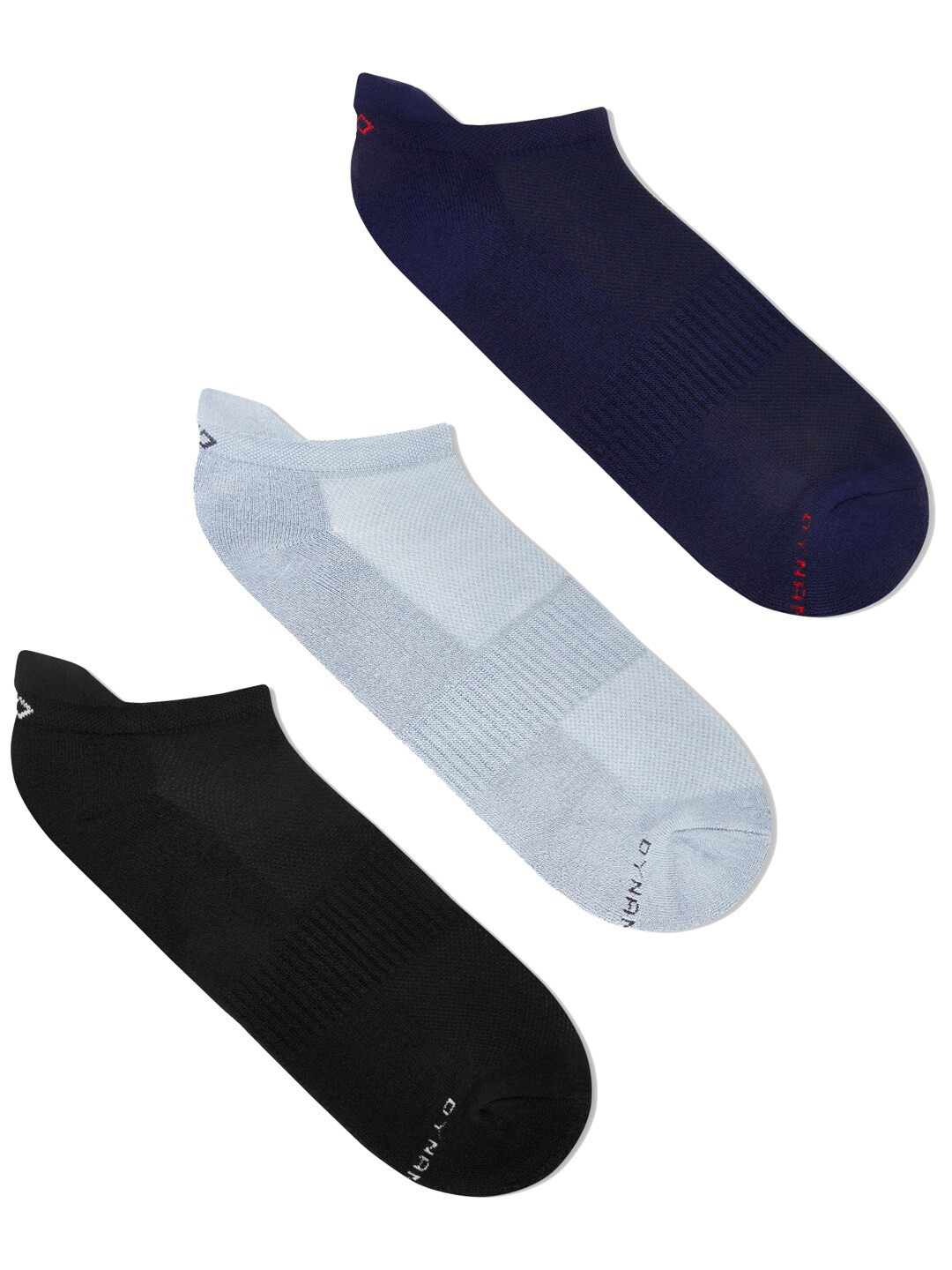 Dynamocks Women Pack of 3 Black & Blue & Grey Solid Bamboo Ankle-Length Socks