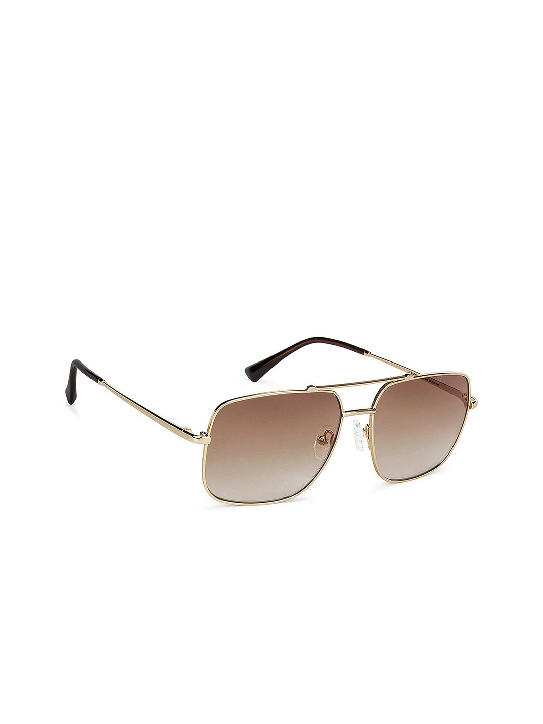 John Jacobs Unisex Brown Lens & Gold-Toned Square Sunglasses with UV Protected Lens