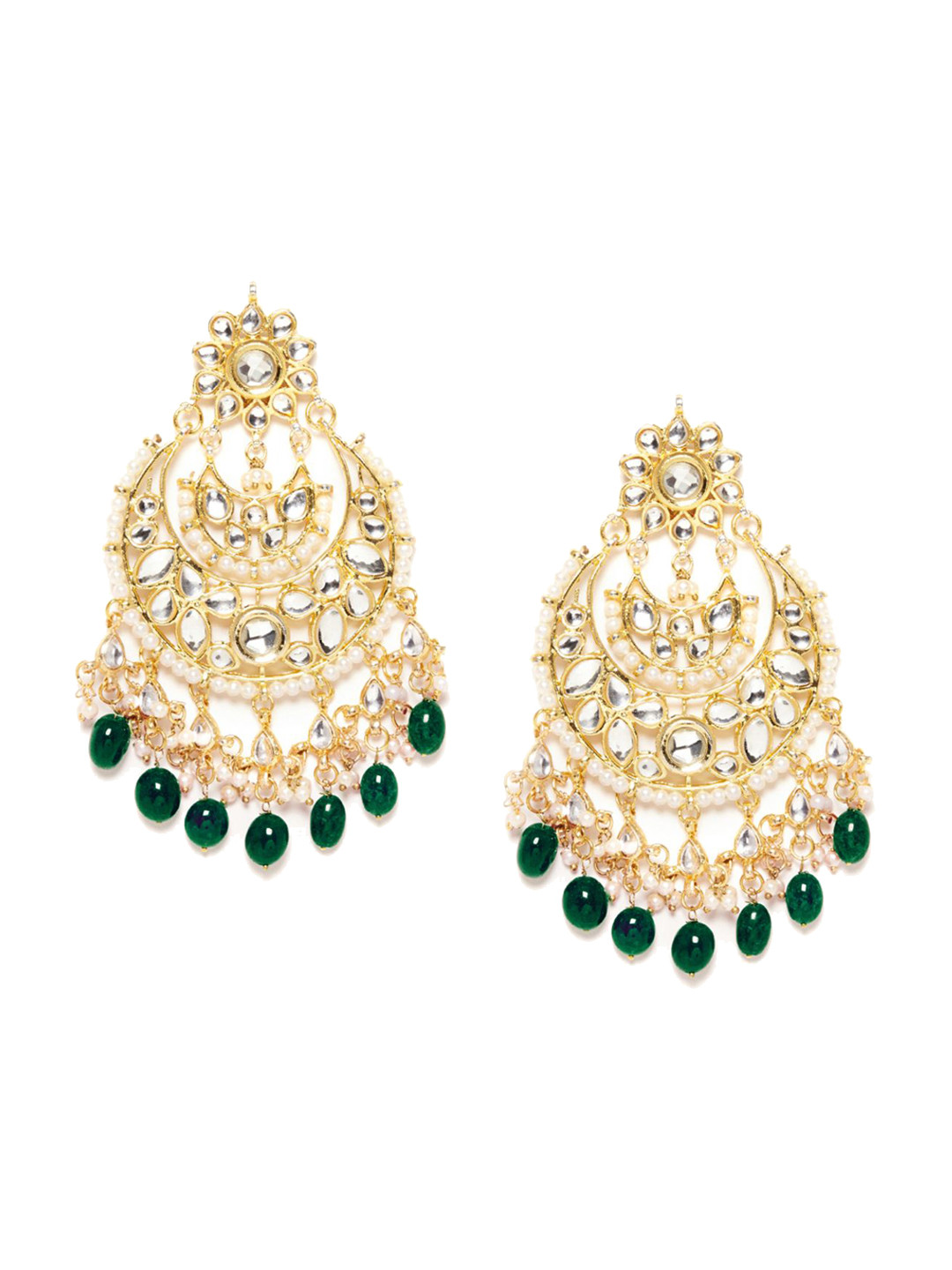 Bamboo Tree Jewels Gold-Toned Contemporary Chandbalis Earrings