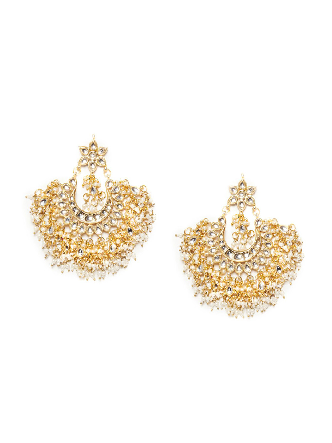 Bamboo Tree Jewels Gold-Toned Contemporary Chandbalis Earrings