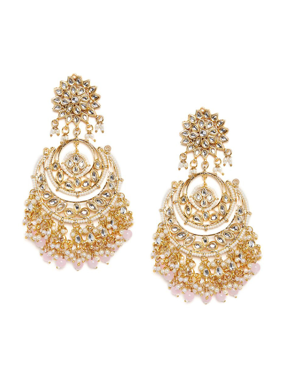 Bamboo Tree Jewels Gold-Toned Contemporary Chandbalis Earrings