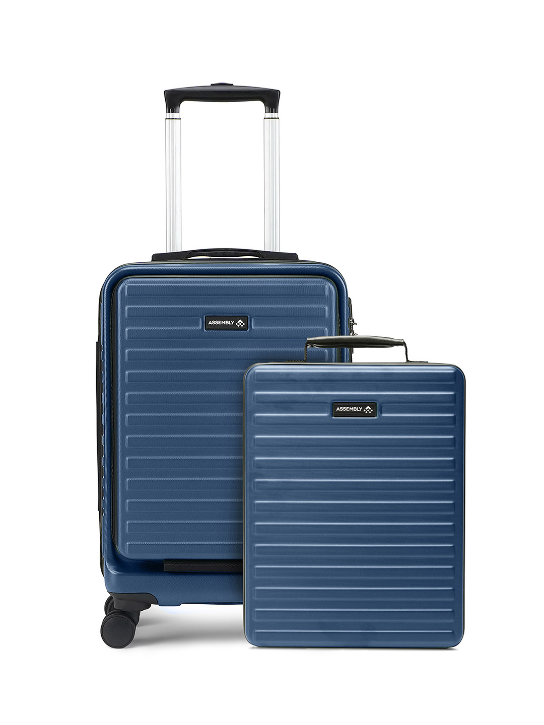 Assembly Blue Hard Sided Cabin Luggage with Hard Shell Laptop Backpack- 40Liters