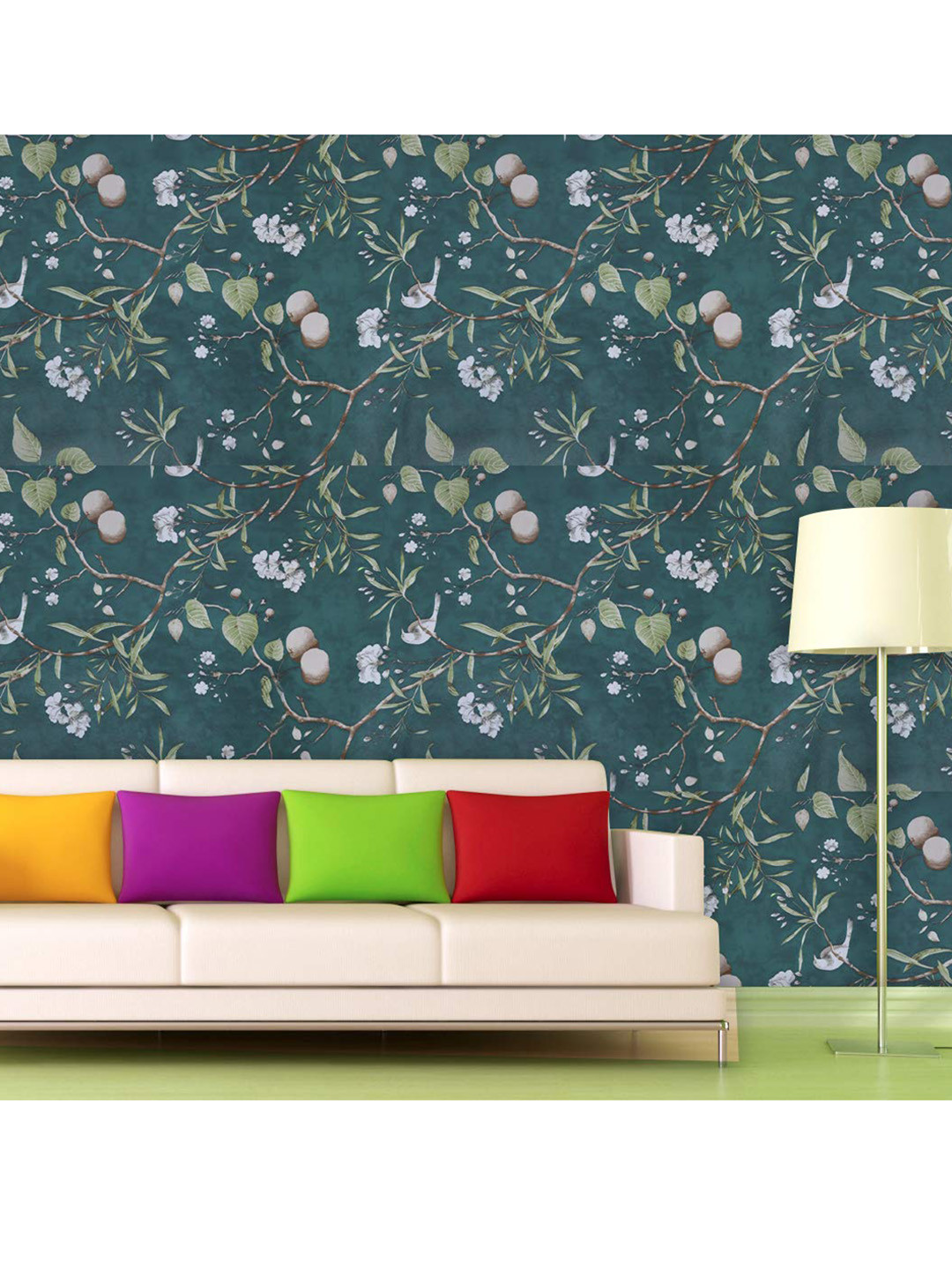 ANNA CREATIONS Teal Blue & White Printed Self Adhesive Peel & Stick Wallpaper