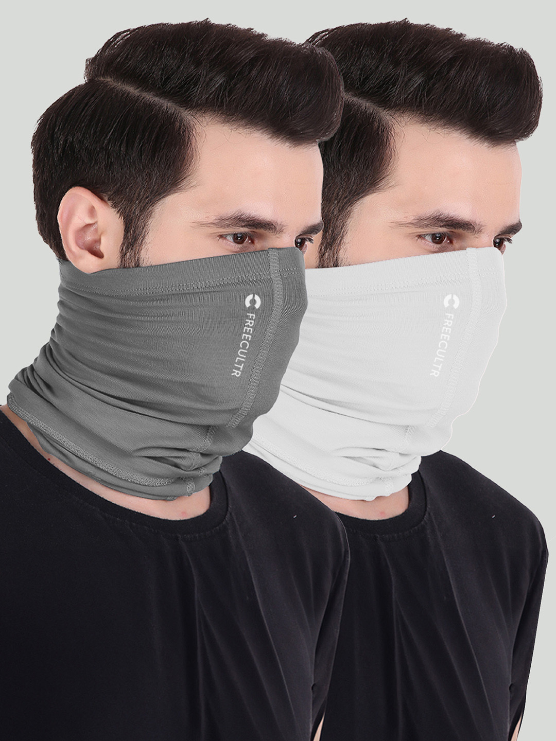 FREECULTR Grey Solid Anti Microbial Bandana Multipurpose Headband Cloth Face Mask