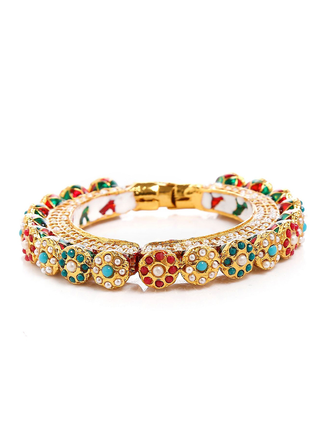 Bamboo Tree Jewels Gold-Plated Kundan Studded Bangle
