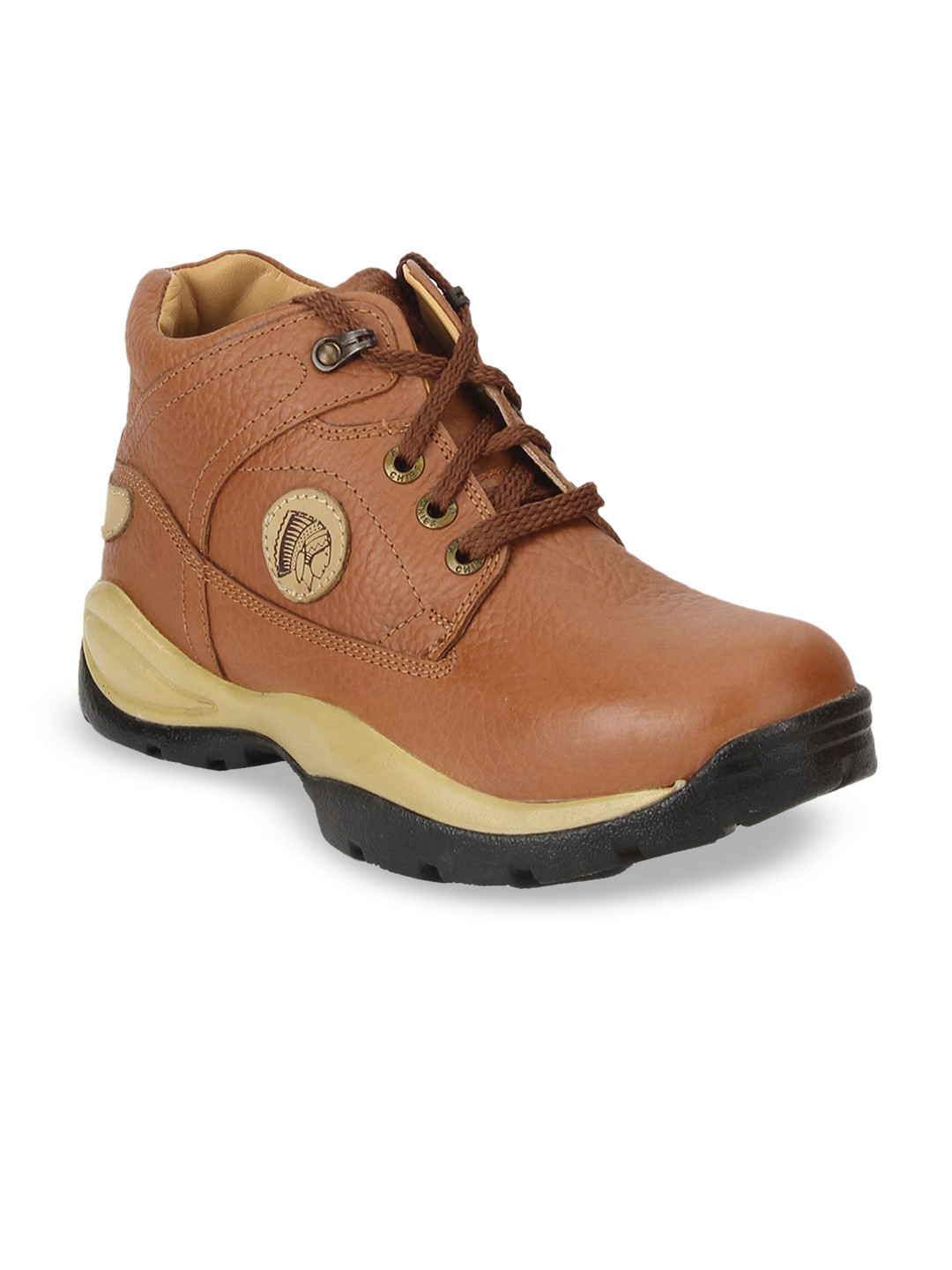 Red Chief Men Tan Leather Shoes