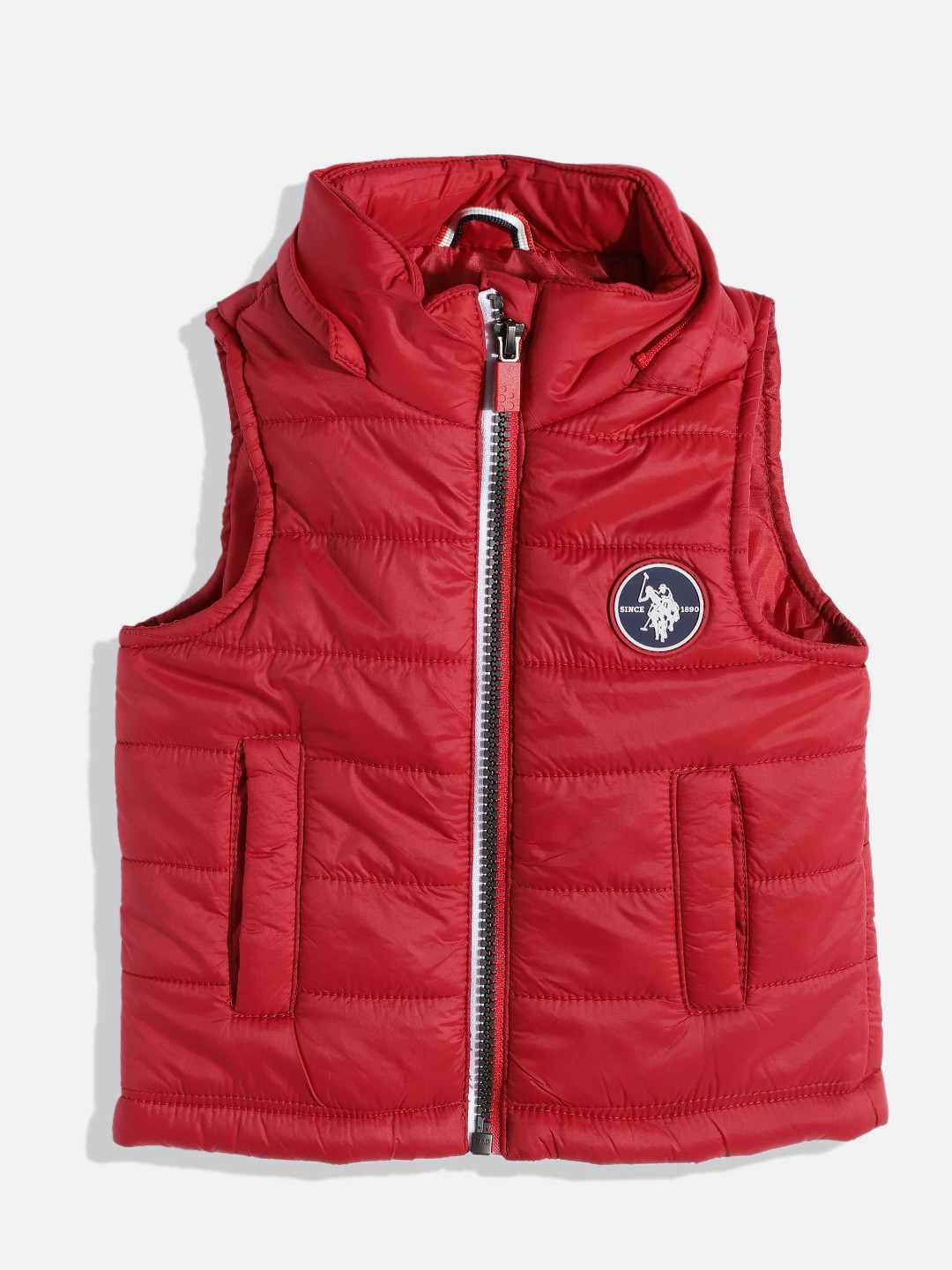 U.S. Polo Assn. Kids Boys Red Hooded Padded Gilet Jacket