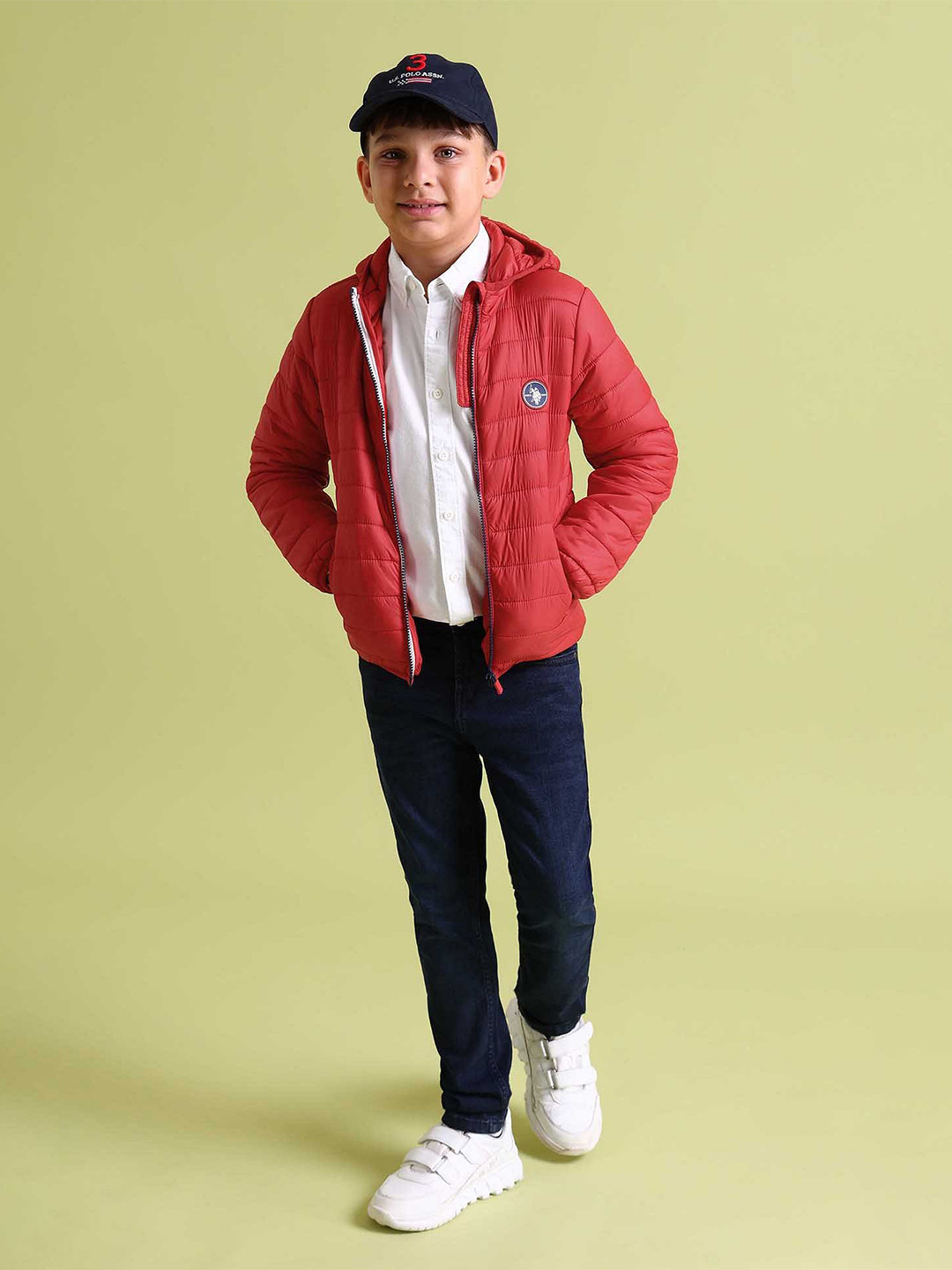 U.S. Polo Assn. Kids Boys Red Solid Puffer Jacket