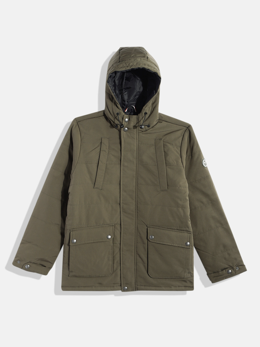U.S. Polo Assn. Kids Boys Olive Green Solid Parka Jacket