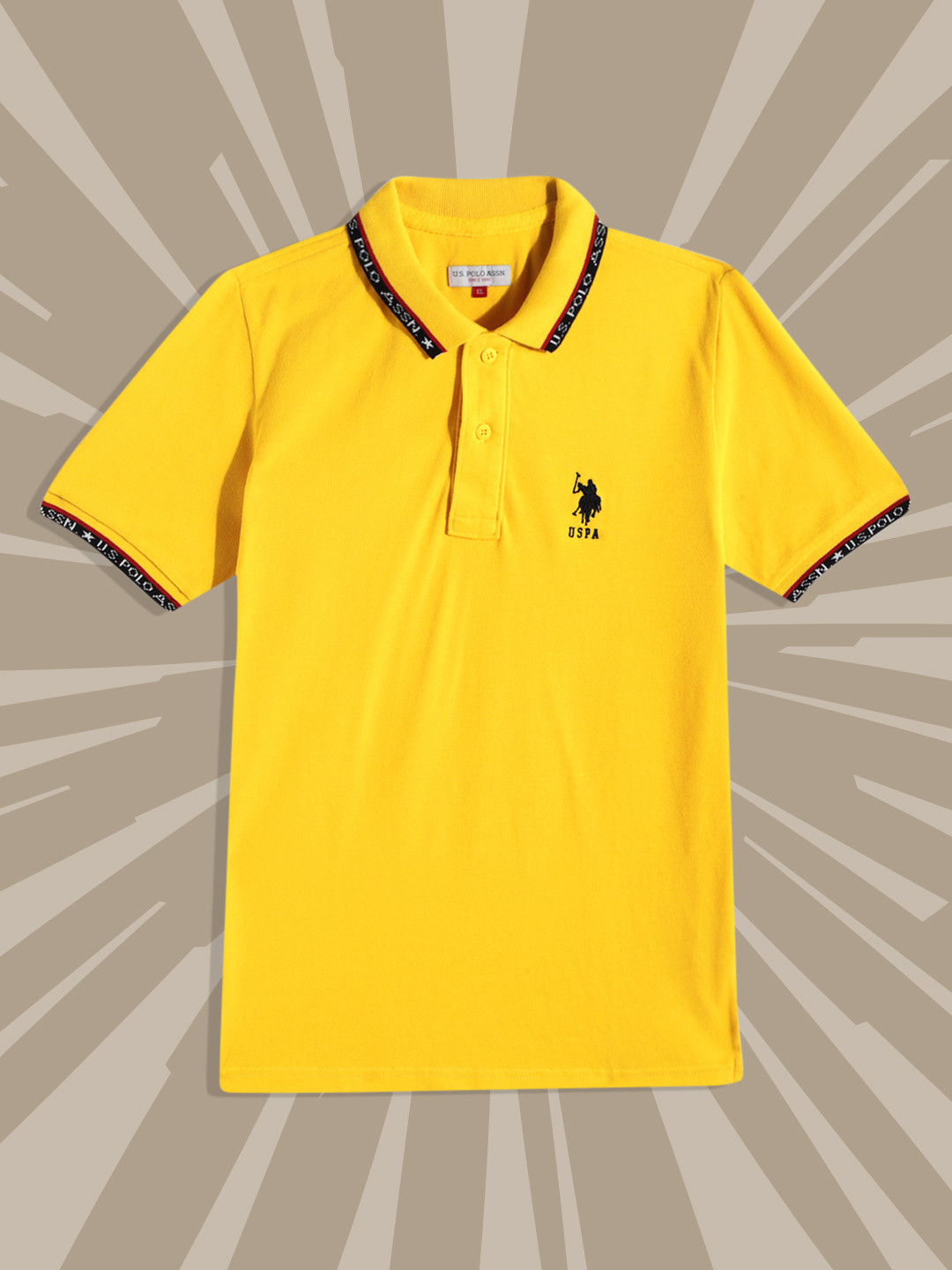 U.S. Polo Assn. Kids Boys Yellow Polo Collar Pure Cotton T-shirt