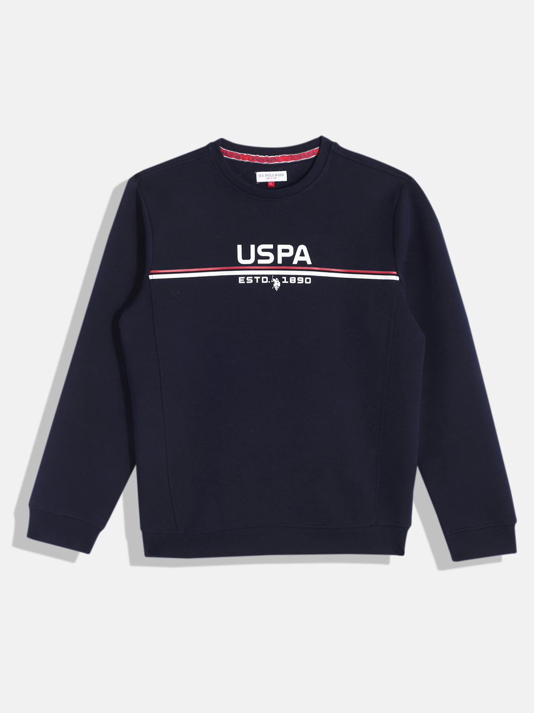 U.S. Polo Assn. Kids Boys Navy Blue Brand Logo Printed Sweatshirt