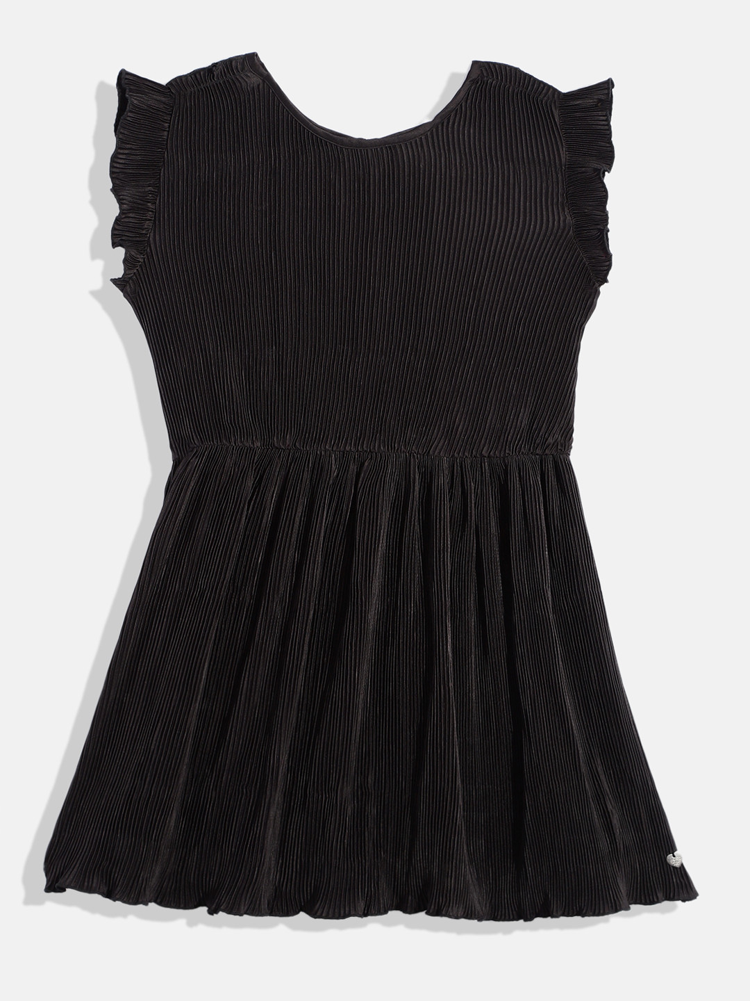 U.S. Polo Assn. Kids Girls Accordion Pleats Flutter Sleeves Fit & Flare Dress