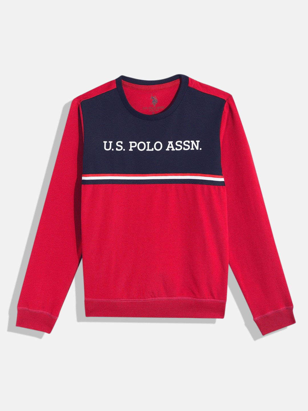 U.S. Polo Assn. Kids Boys Red Brand Logo Print Pure Cotton Sweatshirt