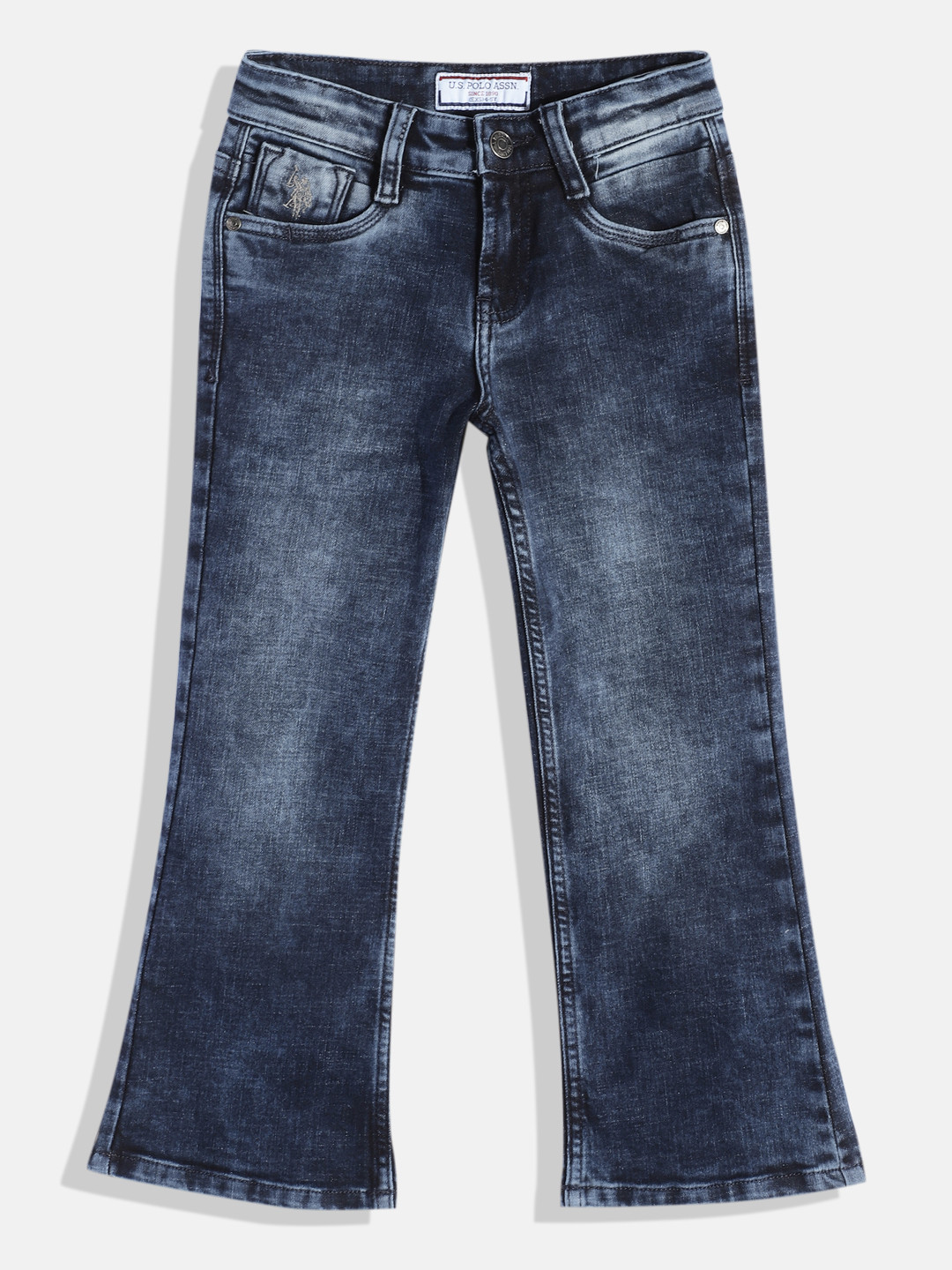 U.S.Polo Assn. Kids Boys Blue Boot Cut Clean Look Stretchable Jeans