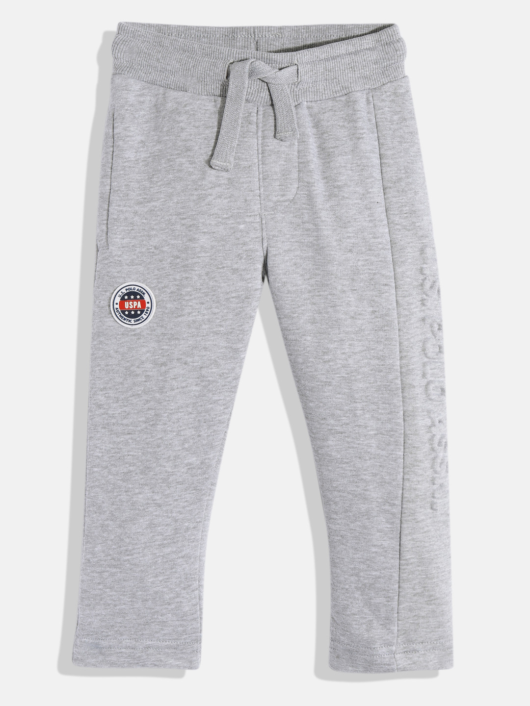 U.S. Polo Assn. Kids Boys Grey Melange Solid Track Pants
