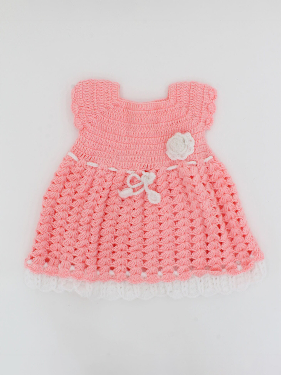 Woonie Peach-Coloured Floral Applique Dress