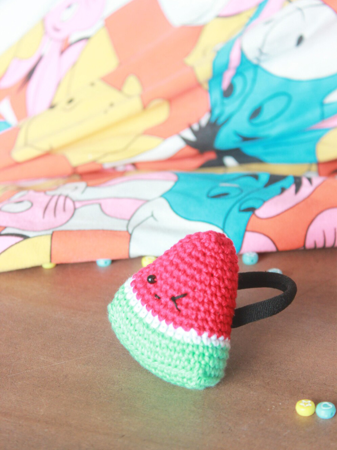 Choko Kids Girls Red, Green Handmade Crochet Watermelon Ponytail Holders