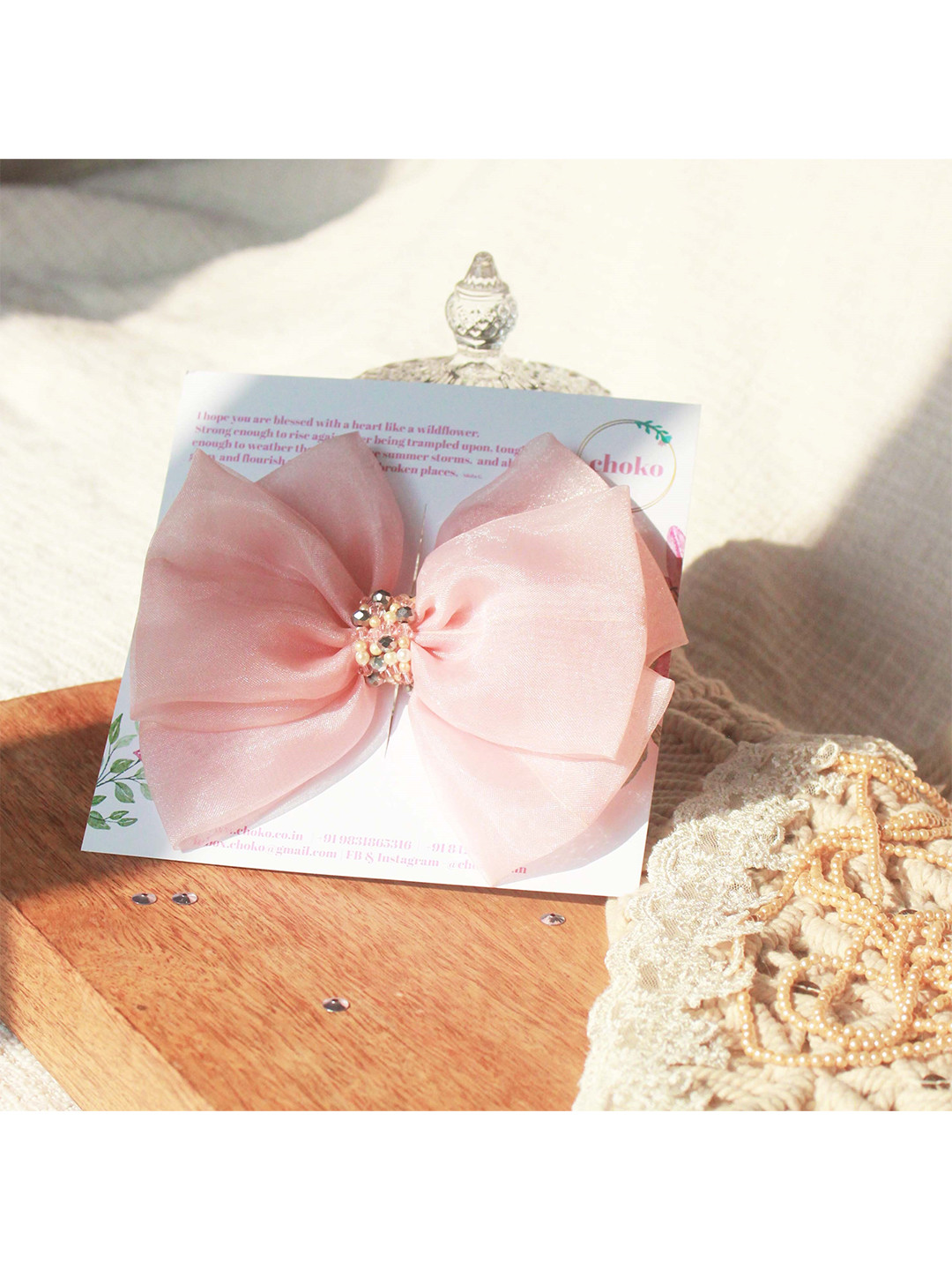 Choko Girls Pink Embellished Alligator Hair Clip