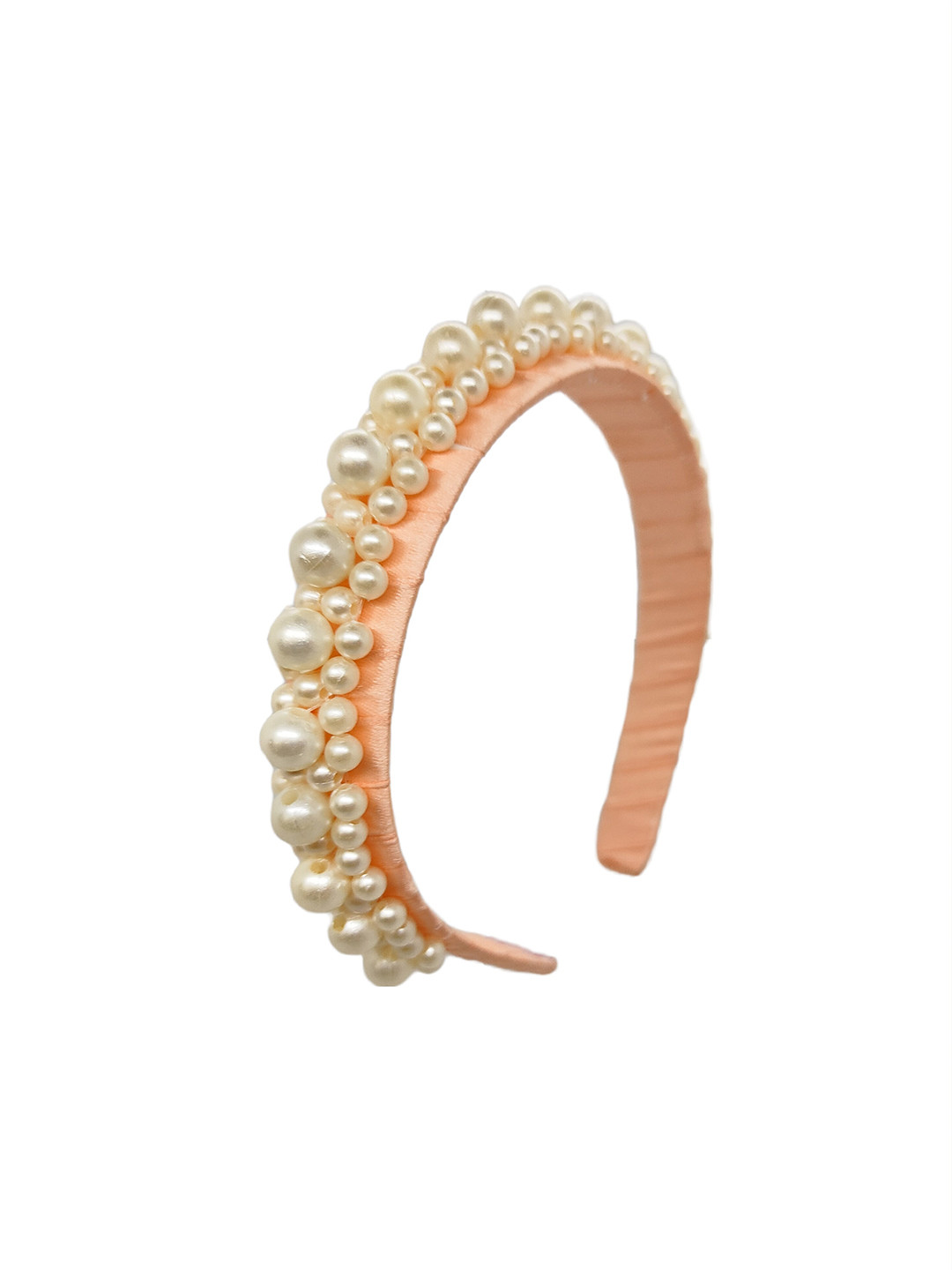 Choko Girls Peach-Coloured & White Embellished Hairband