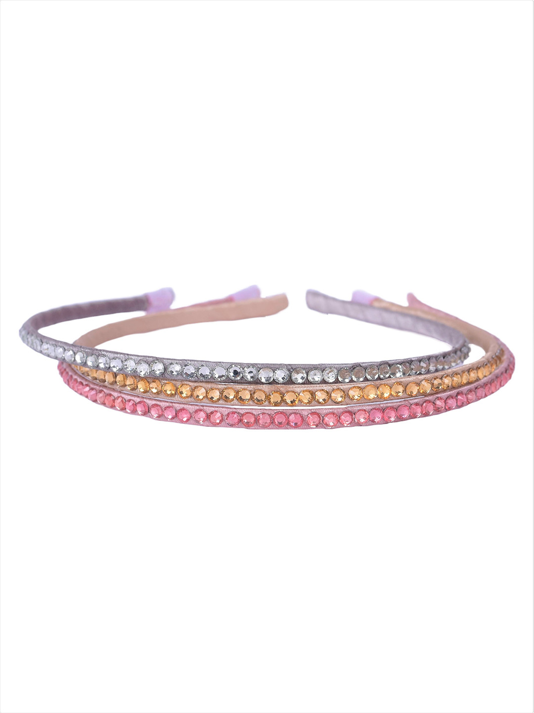 Choko Girls Silver-Toned & Gold-Toned Set of 3 Embellished Hairband