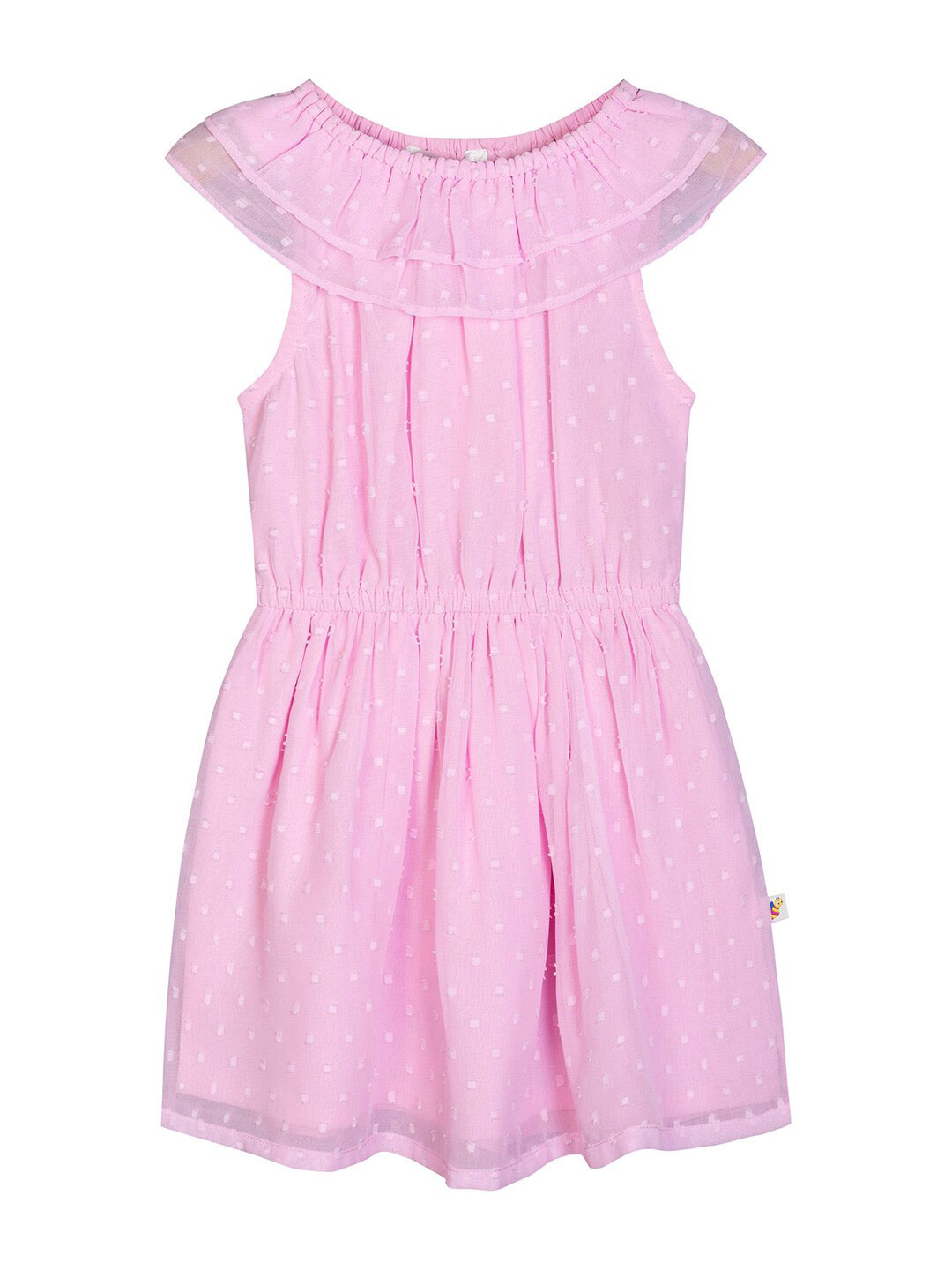 Budding Bees Pink Georgette Fit & Flare Dress