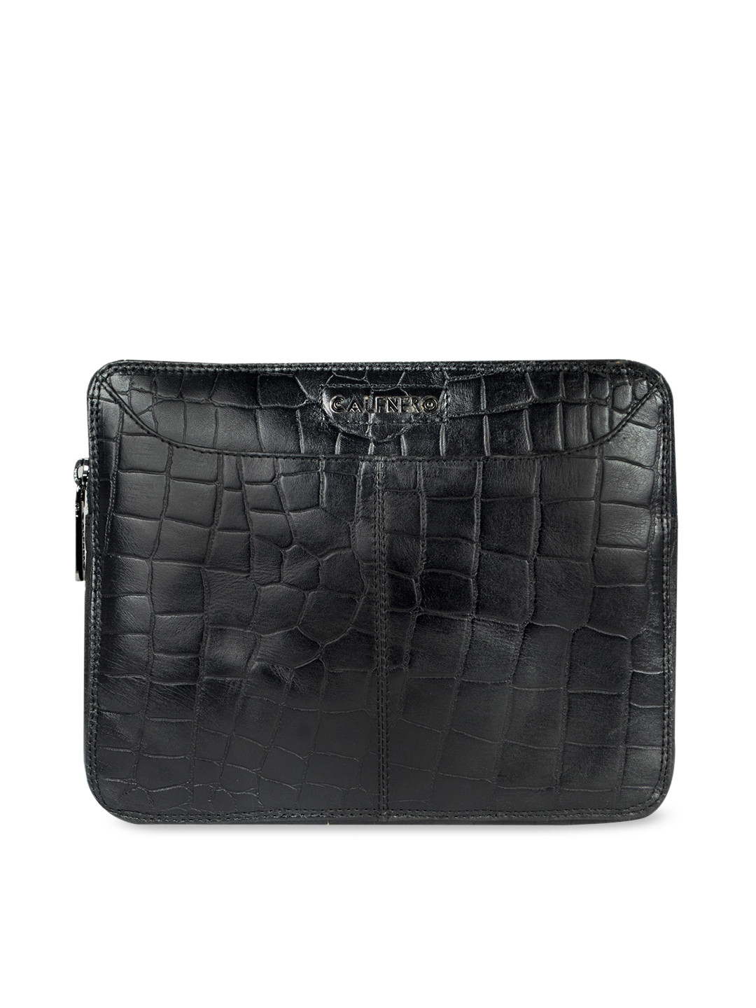 CALFNERO Black Solid Leather IPad Sleeve