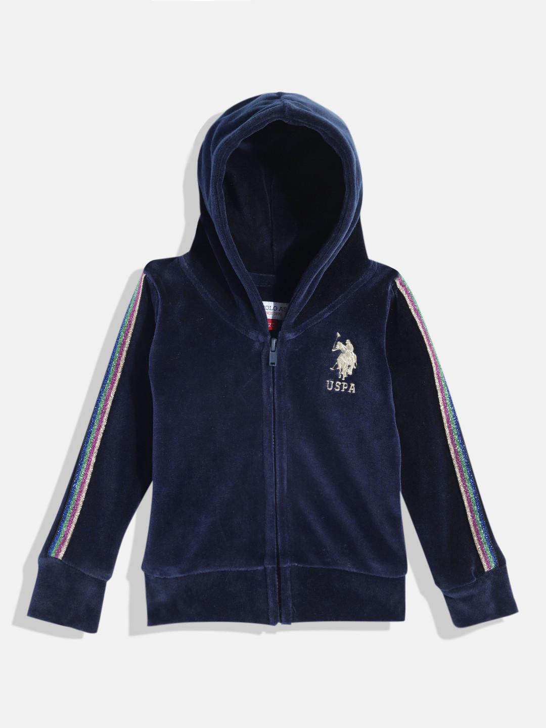 U.S. Polo Assn. Kids Girls Navy Blue Hooded Sweatshirt