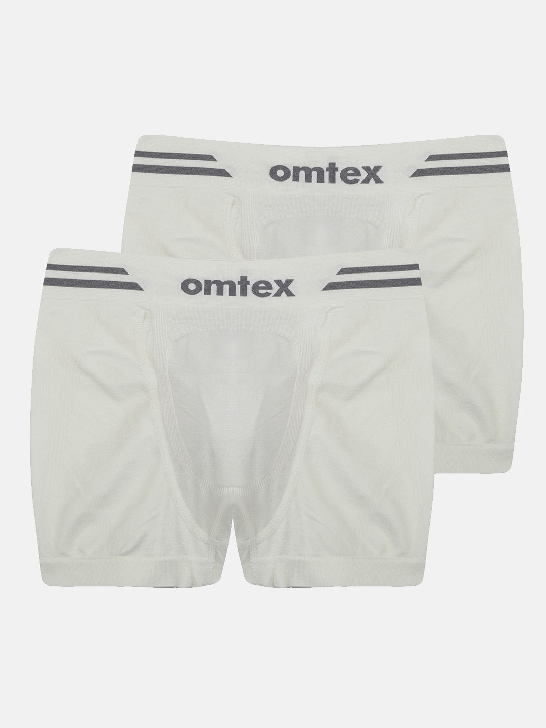 Omtex Men Pack of 2 White Trunks with Inner Pockets for Abdomen Guard Smls-Shrt-Wht-2XL-P2