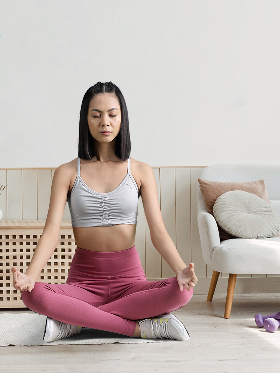 Puma Grey Low Impact Studio Lightly Padded Bra