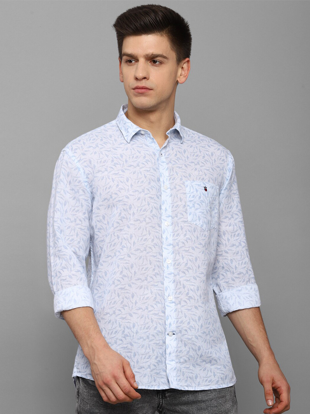 Louis Philippe Sport Men Blue Slim Fit Floral Printed Casual Shirt