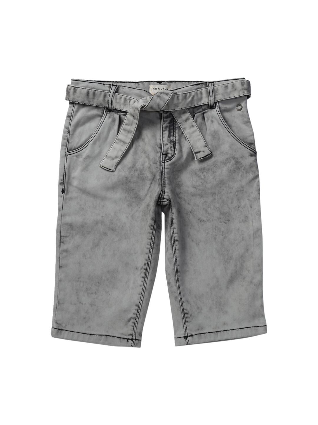Gini and Jony Girls Grey Regular Fit  Denim Shorts