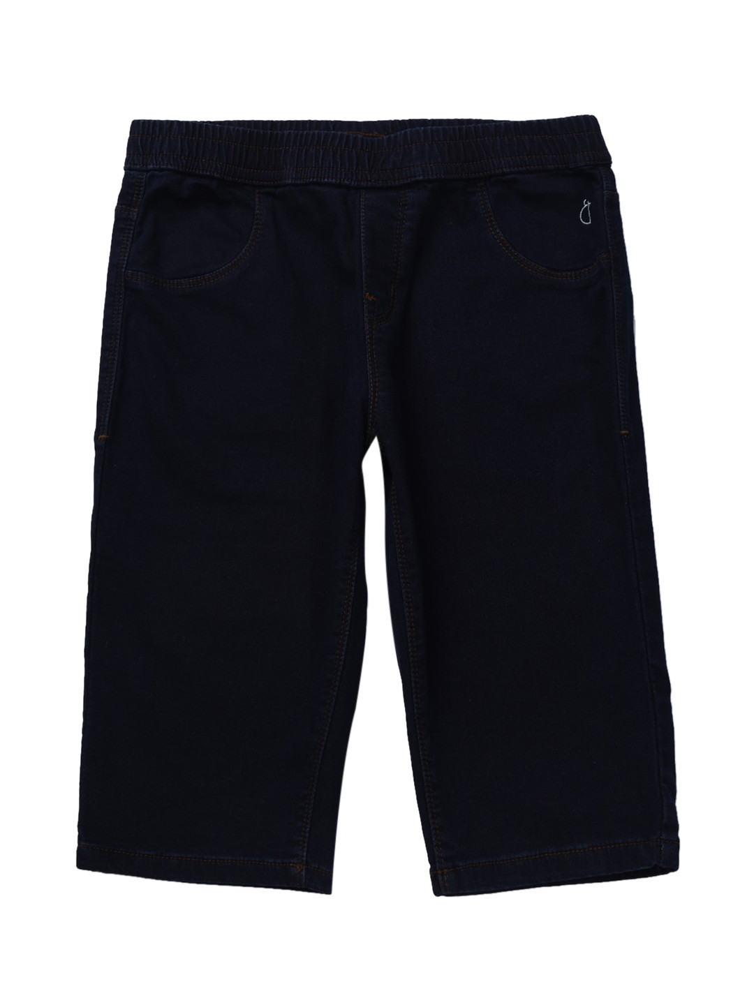 Gini and Jony Girls Navy Blue Solid Denim Shorts