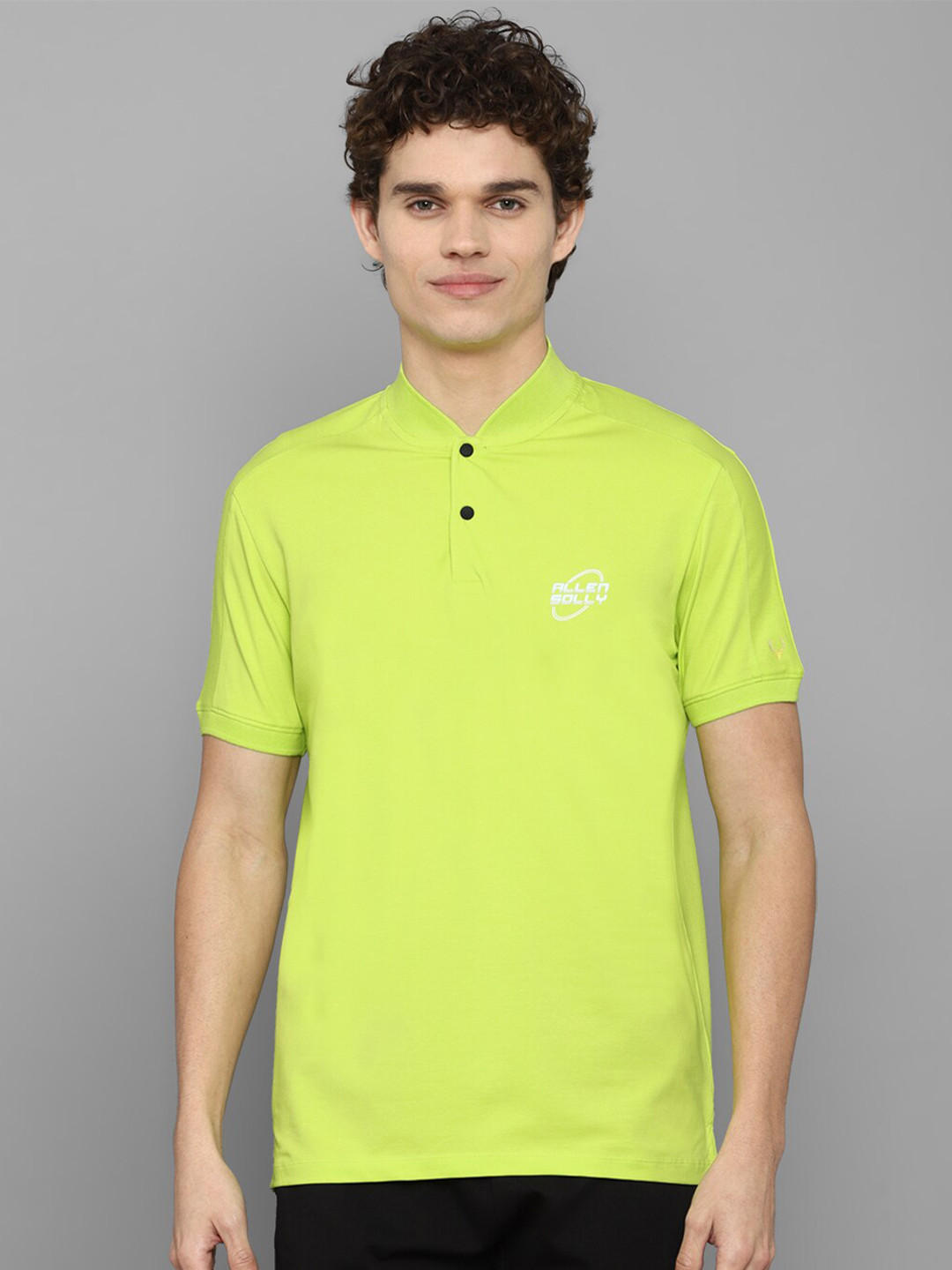 Allen Solly Tribe Men Green Mandarin Collar T-shirt