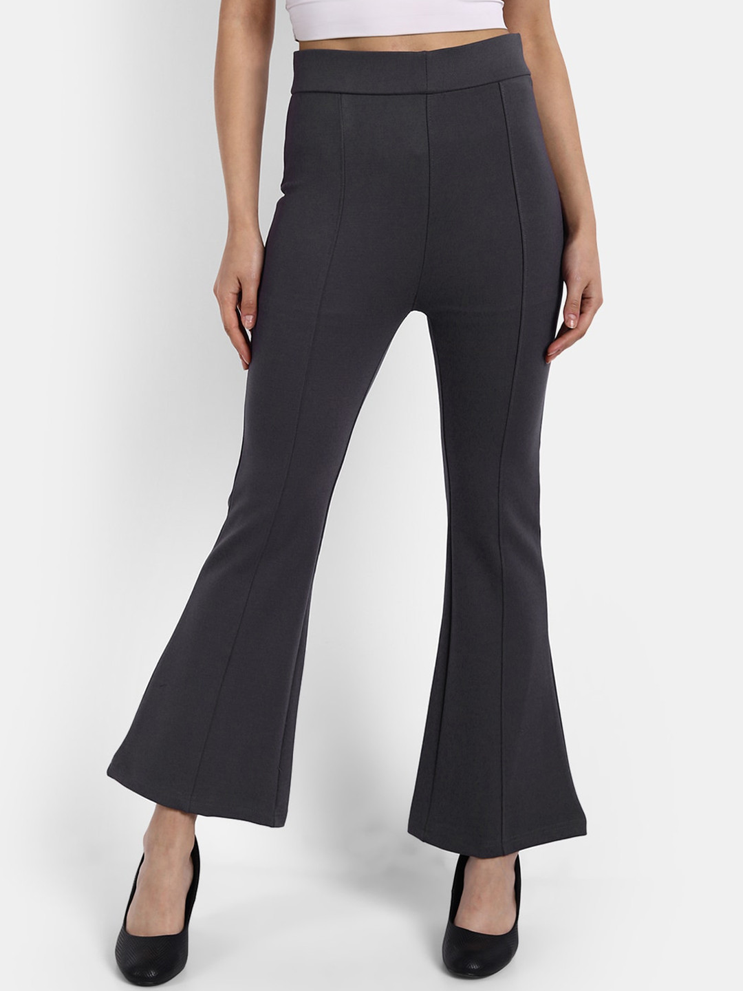 Next One Women Grey High-Rise Bootcut Trousers