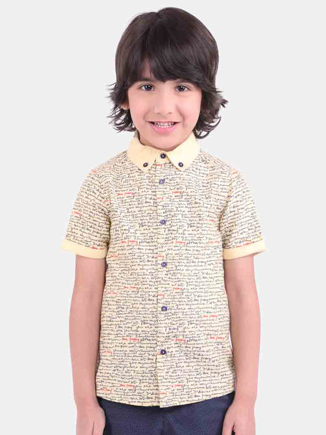 One Friday Boys Yellow Comfort Floral Printed Casual Shirt
