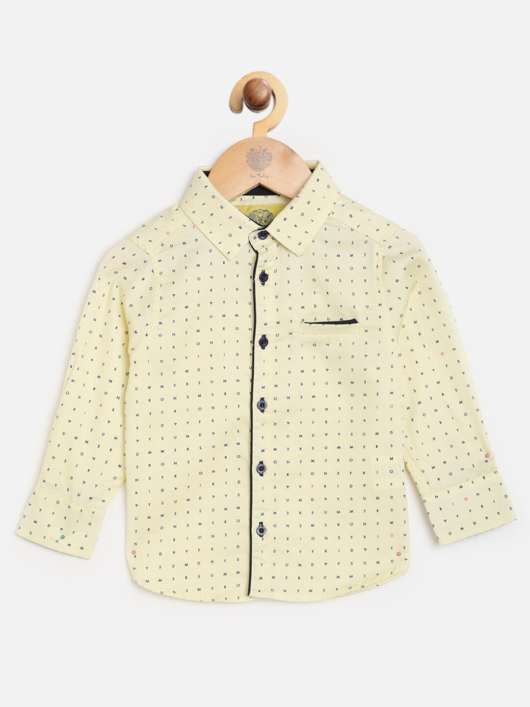 One Friday Boys Yellow Comfort Printed Cotton Casual Shirt