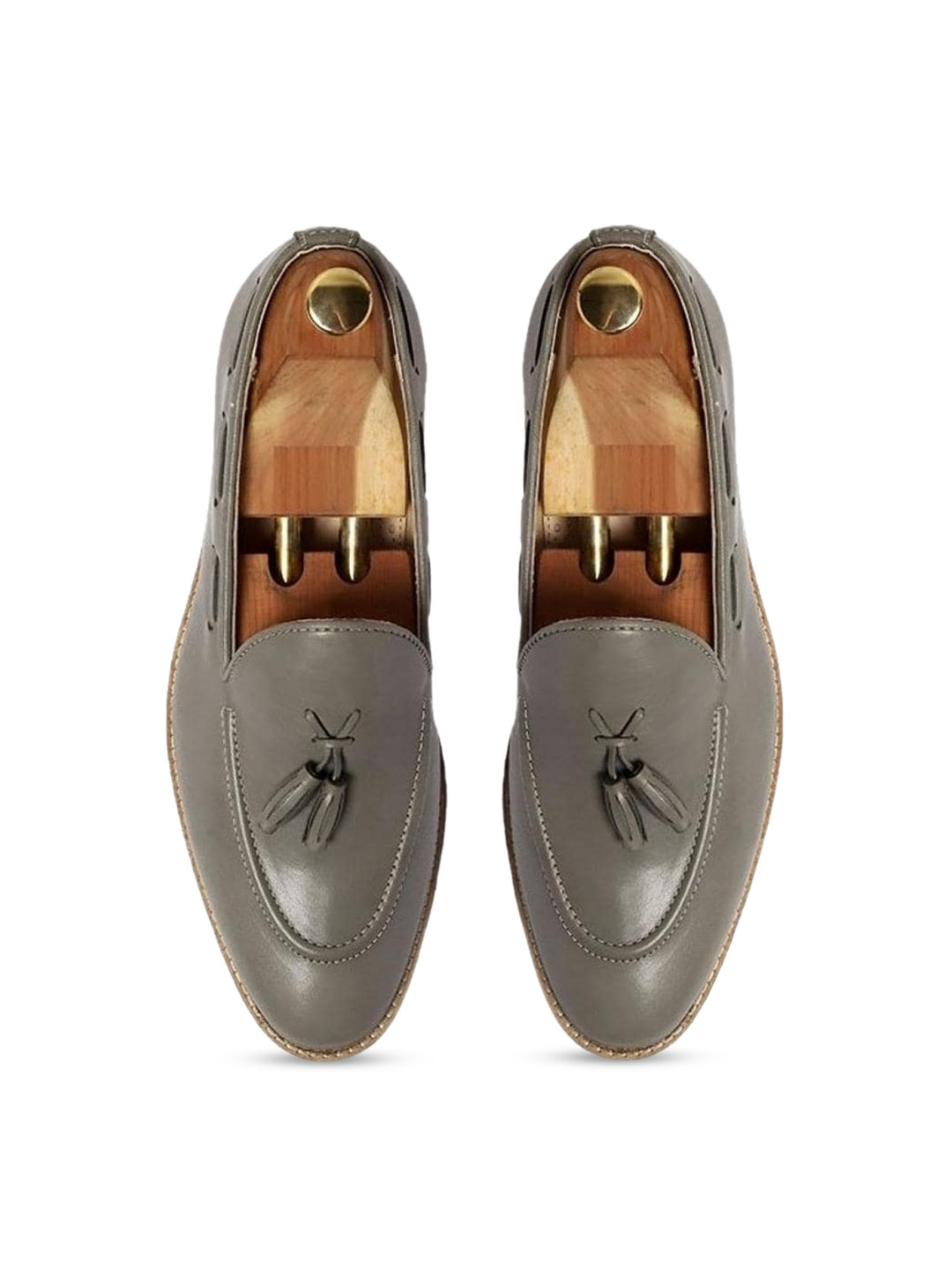 GRIFFIN Men Grey Leather Loafers