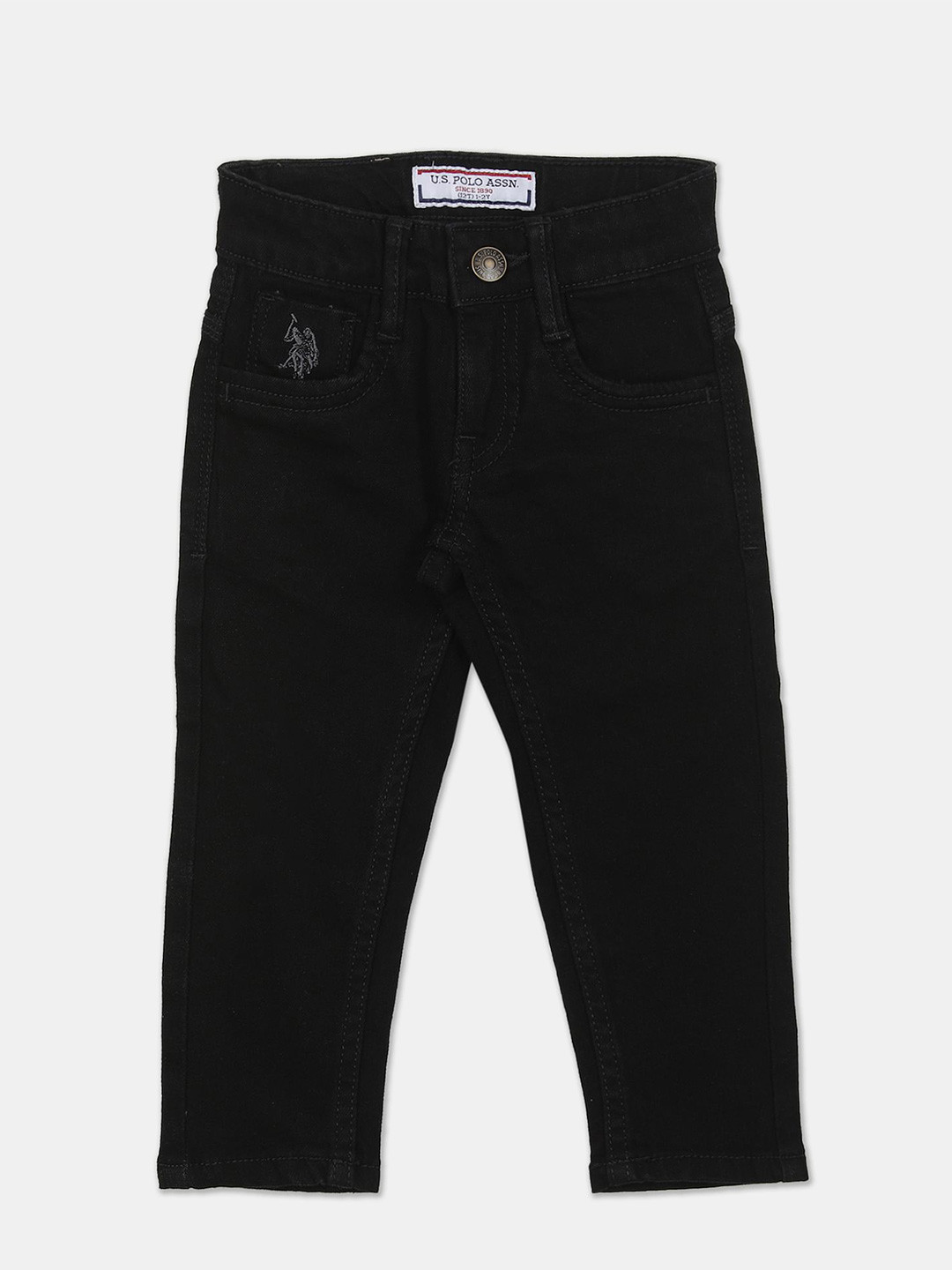 U.S. Polo Assn. Boys Black Slim Fit Low Distress Jeans