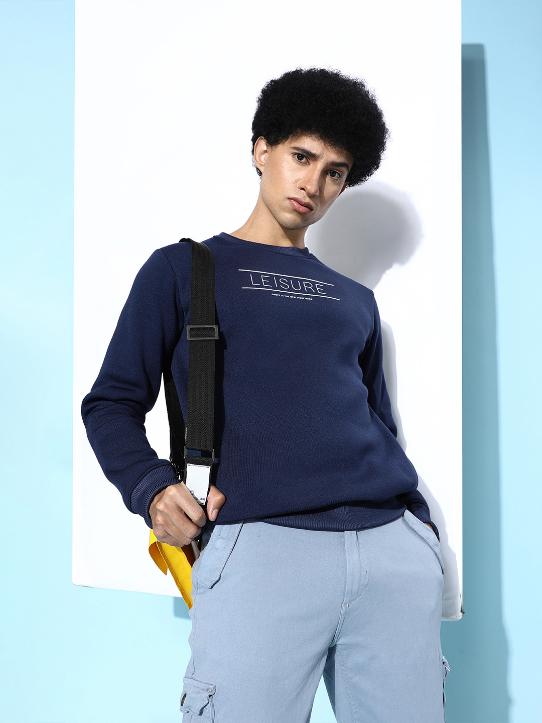 M&H Easy Men Navy Blue Printed Sweatshirt